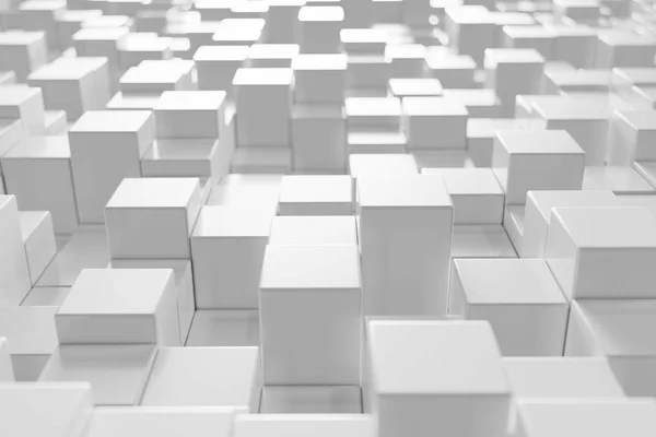 Weißer Geometrischer Würfel Würfelförmig Schachteln Quadrate Bilden Einen Abstrakten Hintergrund — Stockfoto