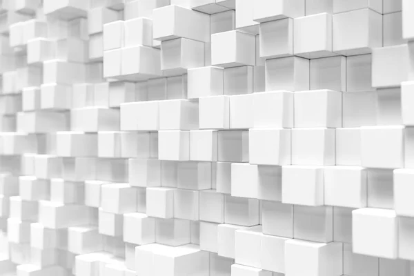 Cubo Geométrico Blanco Cúbico Cajas Cuadrados Forman Fondo Abstracto Bloques — Foto de Stock