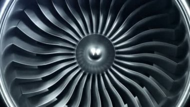 3D render jet motoru, yakından görmek jet alt kanatlar. 4 k animasyon