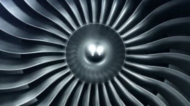 3D render jet motoru, yakından görmek jet alt kanatlar. 4 k animasyon