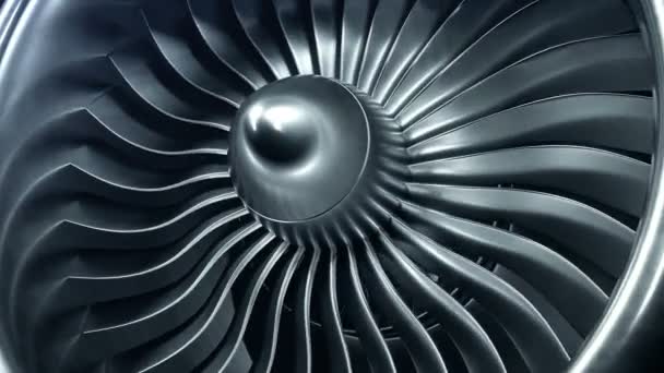 3D-rendering engine van jet, vergrote weergave straalmotor schoepen. 4 k-animatie — Stockvideo