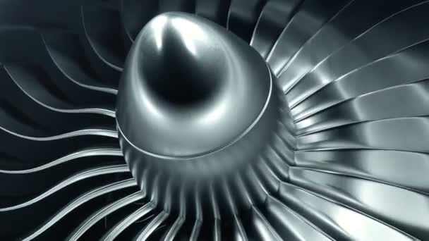 3D Rendering jet engine, close-up view jet engine blades. 4k animation — Stock Video