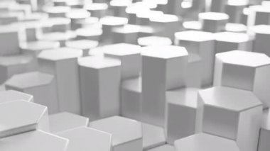 Beyaz geometrik altıgen arka plan, 3d render 4 k animasyon