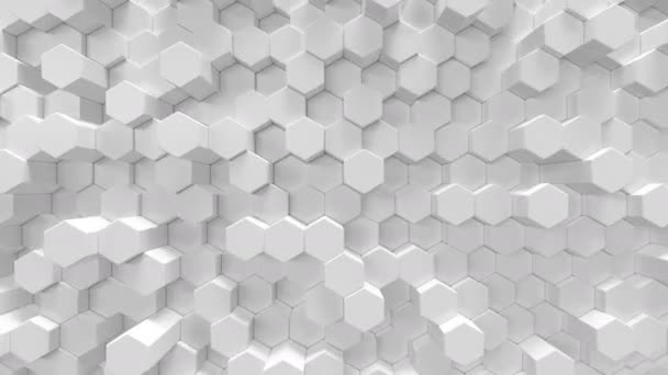 Белый геометрический шестиугольный абстрактный фон, 3D-анимация 4k — стоковое видео