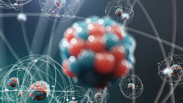 Абстрактная Модель Атома Атом Наименьший Уровень Материи Образующий Химические Элементы — стоковое фото