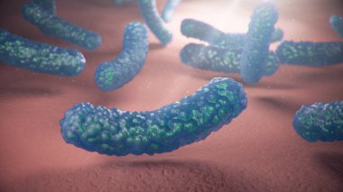 3d illustration viruses causing infectious diseases, decreased immunity. Concept of viral disease. Virus abstract background. Cell infect organism. Abstract pathogenic bacteria, rabies virus