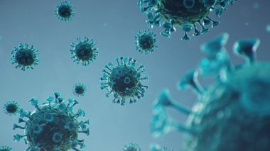 Coronavirüs salgını. Patojen solunum yolunu etkiliyor. COVID-19 enfeksiyonu. Salgın, viral enfeksiyon kavramı. Coronavirus bir insanın içinde. Viral enfeksiyon. 3B illüstrasyon