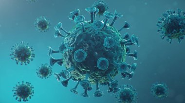 Çin gribi salgını - Coronavirus ya da 2019-nCoV adı verilen salgın tüm dünyaya yayıldı. Salgın hastalık tehlikesi, insanlık salgını. Mikroskop altında yakın plan virüs. 3d illüstrasyon