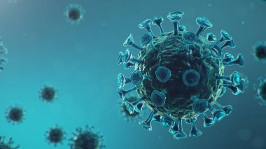 Coronavirüs salgını. Patojen solunum yolunu etkiliyor. COVID-19 enfeksiyonu. Salgın, viral enfeksiyon kavramı. Coronavirus bir insanın içinde. Viral enfeksiyon. 3B illüstrasyon