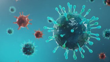 Çin gribi salgını - Coronavirus ya da 2019-nCoV adı verilen salgın tüm dünyaya yayıldı. Salgın hastalık tehlikesi, insanlık salgını. Mikroskop altında yakın plan virüs. 3d illüstrasyon