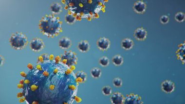 Mikroskop altında 3 boyutlu illüstrasyon Coronavirus kavramı. Virüsün insan vücuduna yayılması. Salgın, salgın solunum yolunu etkiliyor. Ölümcül viral enfeksiyon.