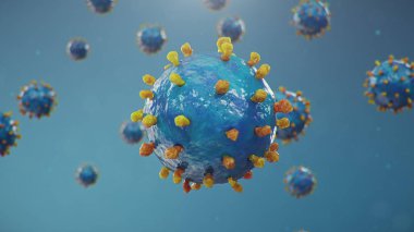Coronavirüs salgını. Patojen solunum yolunu etkiliyor. COVID-19 enfeksiyonu. Salgın, viral enfeksiyon kavramı. Coronavirus bir insanın içinde. Viral enfeksiyon. 3B illüstrasyon