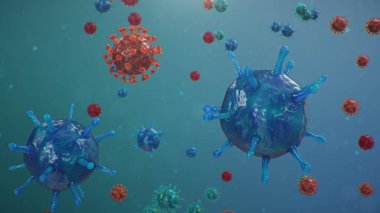 Coronavirus ya da Covid-19 olarak adlandırılan Çin patojeni bir grip türüdür. Koronavirüs salgını ölüme neden olur. Ciğerleri etkileyen bir salgın hastalık konsepti. atipik zatürree. 3B illüstrasyon