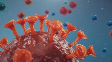Çin gribi salgını - Coronavirus ya da 2019-nCoV adı verilen salgın tüm dünyaya yayıldı. Salgın hastalık tehlikesi, insanlık salgını. Mikroskop altında yakın plan virüs. 3d illüstrasyon