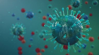 Mikroskop altında 3 boyutlu illüstrasyon Coronavirus kavramı. Virüsün insan vücuduna yayılması. Salgın, salgın solunum yolunu etkiliyor. Ölümcül viral enfeksiyon.