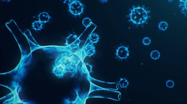 Çin gribi salgını - Coronavirus ya da 2019-nCoV adı verilen salgın tüm dünyaya yayıldı. Salgın hastalık tehlikesi, insanlık salgını. Mikroskop altında yakın plan virüs. 3d illüstrasyon