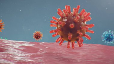 Çin gribi salgını - Coronavirus ya da 2019-nCoV adı verilen salgın tüm dünyaya yayıldı. Salgın hastalık tehlikesi, insanlık salgını. Mikroskop altında yakın plan virüs. 3d illüstrasyon