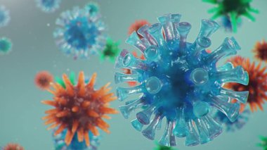 Coronavirüs salgını. Patojen solunum yolunu etkiliyor. COVID-19 enfeksiyonu. Salgın, viral enfeksiyon kavramı. Coronavirus bir insanın içinde. Viral enfeksiyon. 3B illüstrasyon
