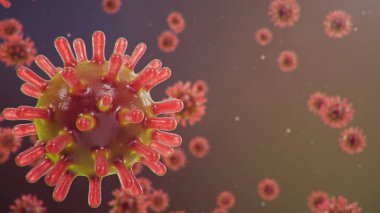 Outbreak of Chinese influenza - called a Coronavirus or 2019-nCoV, which has spread around the world. Danger of a pandemic, epidemic of humanity. Close-up virus under the microscope. 3d illustration clipart