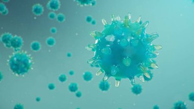 Mikroskop altında 3 boyutlu illüstrasyon Coronavirus kavramı. Virüsün insan vücuduna yayılması. Salgın, salgın solunum yolunu etkiliyor. Ölümcül viral enfeksiyon.
