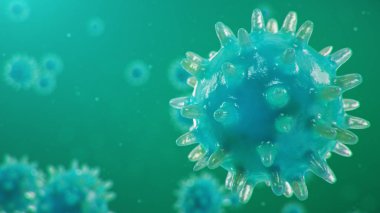 Koronavirüs salgını, grip virüsü ve 2019-NCov. Salgın hastalık kavramı, insan hücreleri için salgın. COVID-19 mikroskop altında, patojen solunum sistemini etkiliyor. 3d illüstrasyon