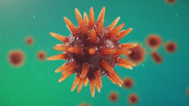 Mikroskop altında 3 boyutlu illüstrasyon Coronavirus kavramı. Virüsün insan vücuduna yayılması. Salgın, salgın solunum yolunu etkiliyor. Ölümcül viral enfeksiyon.