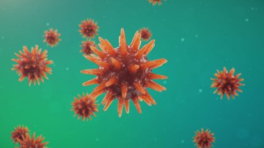 Coronavirüs salgını. Patojen solunum yolunu etkiliyor. COVID-19 enfeksiyonu. Salgın, viral enfeksiyon kavramı. Coronavirus bir insanın içinde. Viral enfeksiyon, 3 boyutlu illüstrasyon