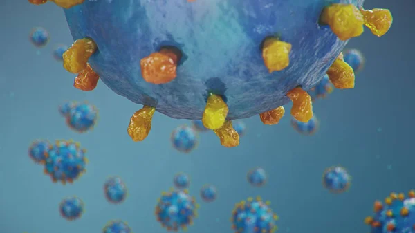 中国のインフルエンザの発生 コロナウイルスまたは2019 Ncovと呼ばれ 世界中に広がっています パンデミックの危険性人類の伝染病 顕微鏡下でのクローズアップウイルス 3Dイラスト — ストック写真