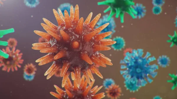 Ilustrace Koncept Koronaviru Pod Mikroskopem Šíření Viru Lidském Těle Epidemie — Stock fotografie