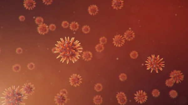 科罗纳韦病毒的爆发影响呼吸道的病原体 Covid 19感染 流行的概念 病毒感染 一个人体内的考罗那威斯病毒感染 3D插图 — 图库照片