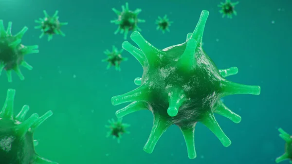 コロナウイルス インフルエンザウイルスおよび2019 Ncovの概要 感染症の概念 ヒト細胞の流行 Covid 19顕微鏡下 呼吸器系に影響を与える病原体 3Dイラスト — ストック写真