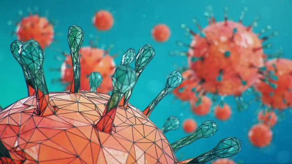 추상적 바이러스 바이러스 바이러스는 세포를 시킨다 현미경 아래에 Covid 호흡기 — 스톡 사진