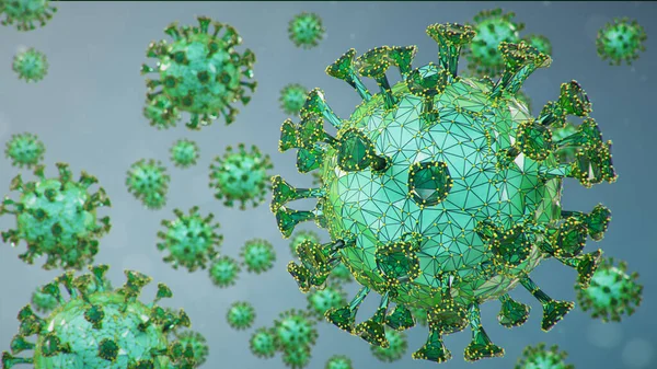 3D illustration, abstract pathogen as a type of flu - H1N1, hepatitis viruses, influenza virus, flu, aids. Virus abstract background. Virus infects human cells. Infection causing chronic disease