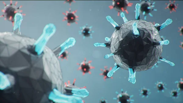 摘要病毒背景 影响呼吸道的病原体 Covid 19感染流行的概念 病毒感染 人体内的病毒引起慢性疾病的感染 3D说明 — 图库照片