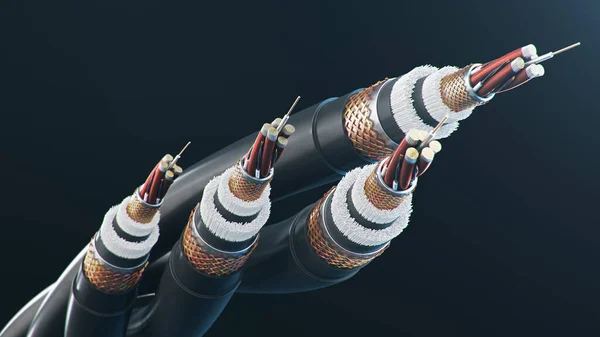 Concepto Cable Fibra Óptica Sobre Fondo Color Tecnología Cable Futuro — Foto de Stock