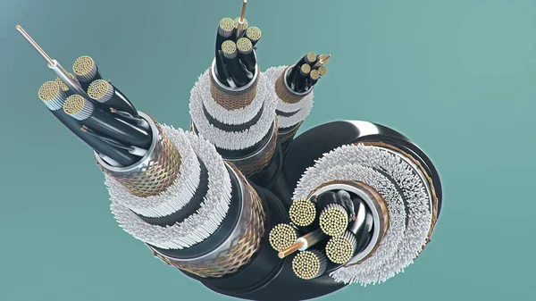 Illustration Concept Câble Fibre Optique Sur Fond Coloré Technologie Câble — Photo