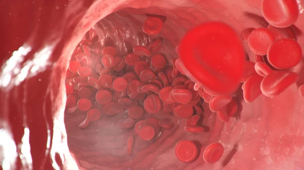 Ilustración Glóbulos Rojos Dentro Una Arteria Vena Flujo Sangre Dentro — Foto de Stock