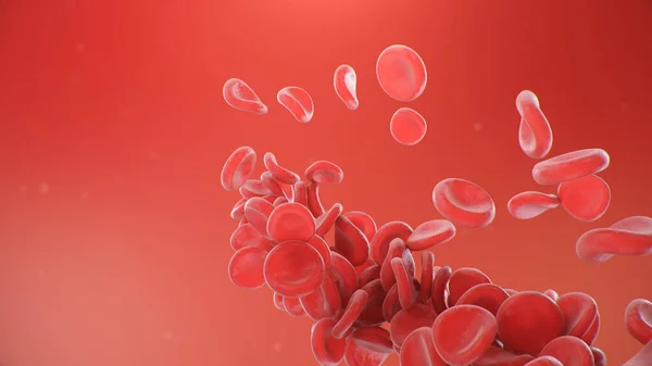 Glóbulos Vermelhos Num Fundo Vermelho Fluxo Sangue Organismo Vivo Conceito — Fotografia de Stock