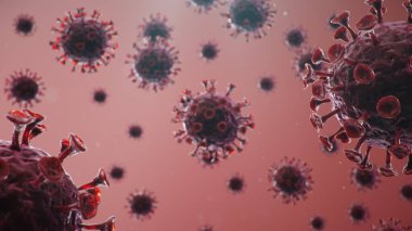 Mikroskop altında 3 boyutlu illüstrasyon Coronavirus salgını kavramı. Virüsün insan vücuduna yayılması. Salgın, salgın solunum yolunu etkiliyor. Ölümcül viral enfeksiyon.