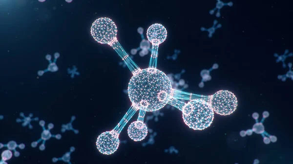 Цифровые Молекулы Атомы Структура Сетки Линии Связи Точки Молекулярная Химия — стоковое фото