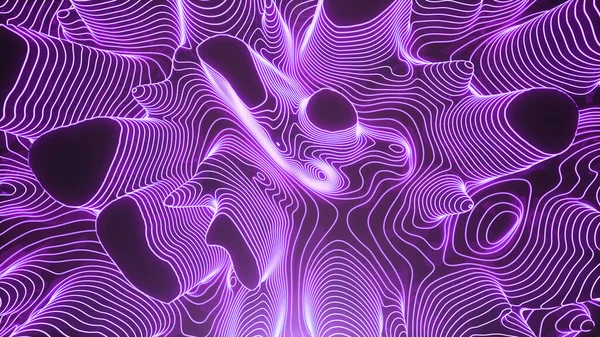 Abstract Topografische Kaart Van Gevaarlijk Bergachtig Terrein Neon Contourlijnen Kaart — Stockfoto