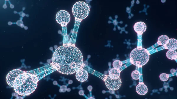 Цифровые Молекулы Атомы Структура Сетки Линии Связи Точки Молекулярная Химия Лицензионные Стоковые Фото