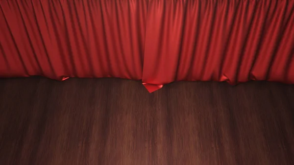 红丝窗帘关上了 剧场和电影院的概念 剧场舞台 在公众面前表演 音乐会 颁奖表演 3D渲染 — 图库照片