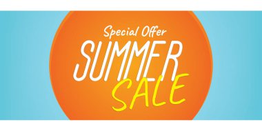 Başlık sayfası veya poster için güneş gibi yaz satış başlığı tasarım. Sa