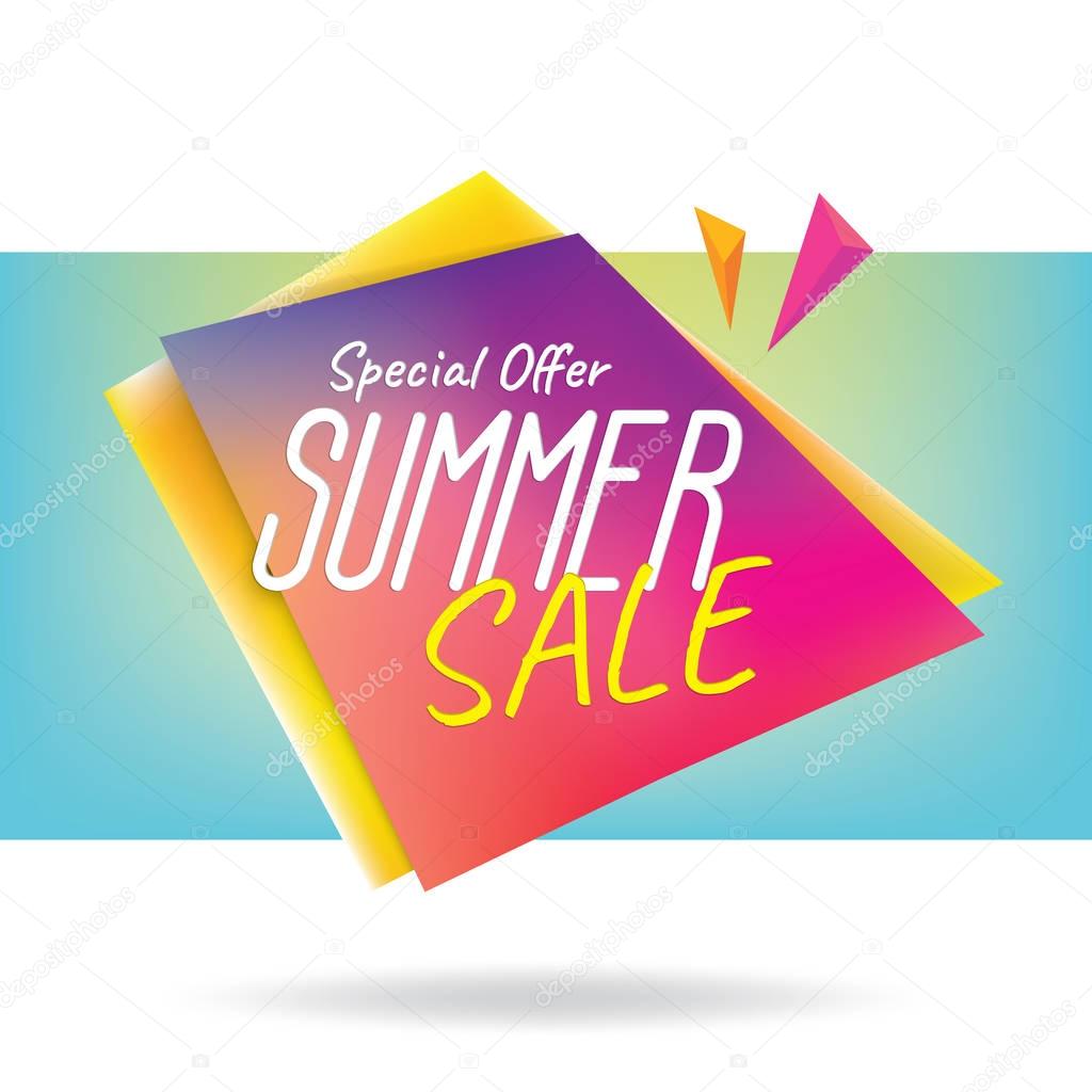 Summer Sale heading design colorful sharp shape for banner or po