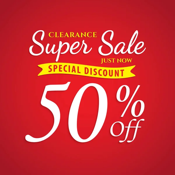 Vol. 1 Super Sale red 50 percent heading design for banner or po — Stock Vector