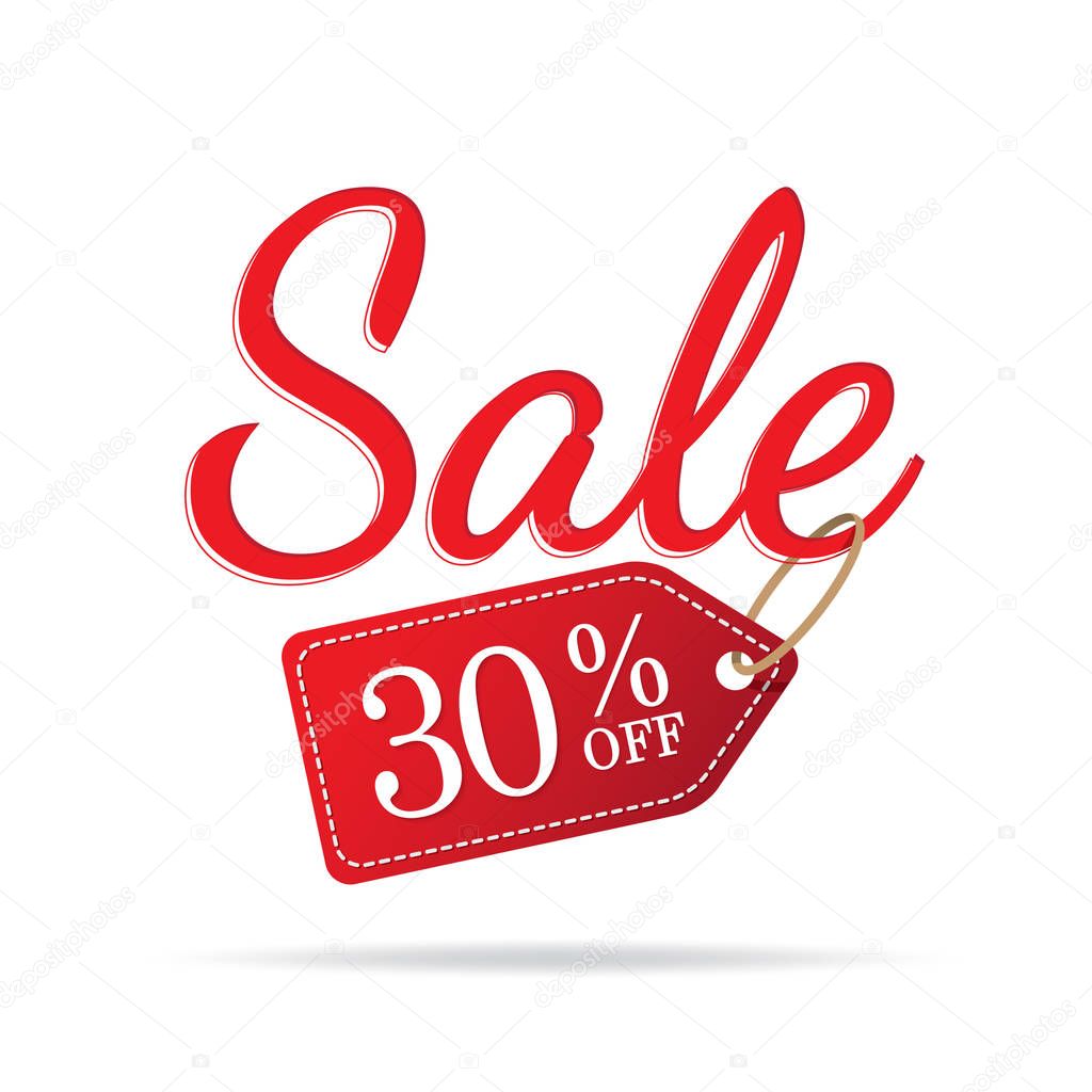 Vol.3 Sale sign set red on white background 30 percent off headi