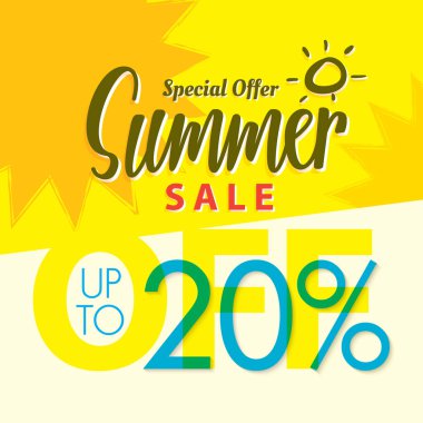 Yaz Satılık V.2 yüzde 20'i sarı başlık tasarım banne için ayarla