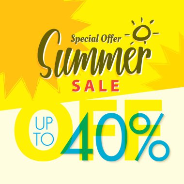 Yaz Satılık V.2 yüzde 40'ını sarı başlık tasarım banne için ayarla