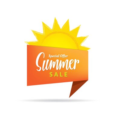 Etiket yaz satış turuncu başlık tasarım başlık sayfası veya poster için ayarla. 